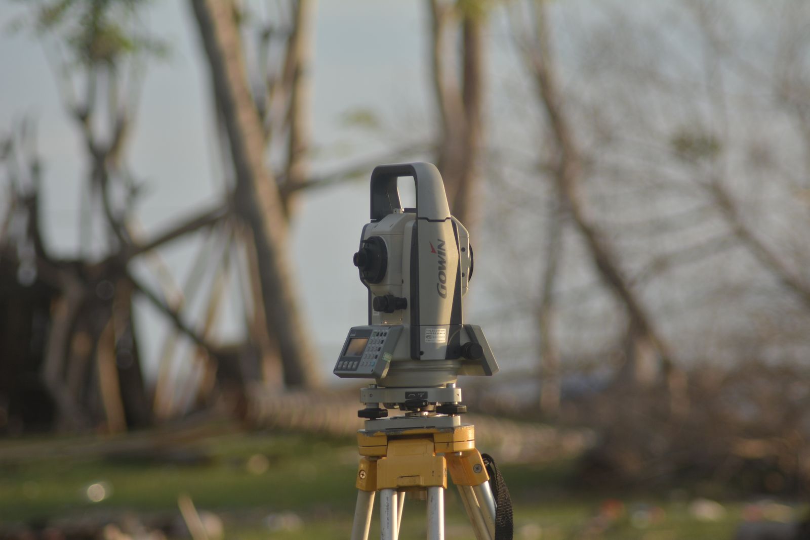 Total station set up over a control point